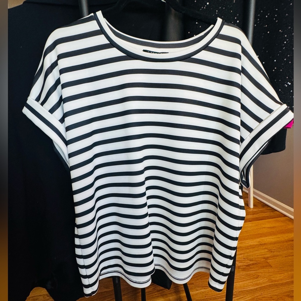 #029: Black & White Striped Scuba Tee